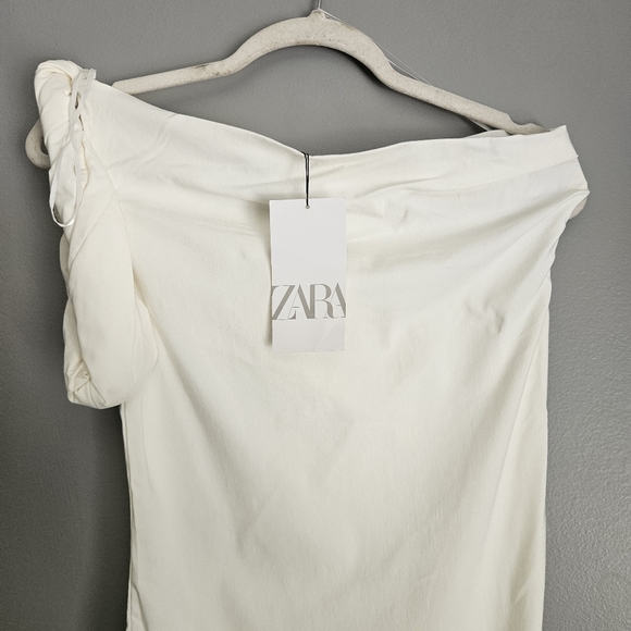 Zara One Shoulder White Dress - Picture 4 of 10